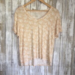 American Eagle Tan Floral High Low Blouse